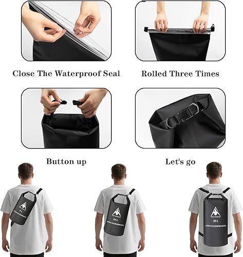 Miniatura 5 de Oak-Sports Dry Bag Mochila impermeable de 5L10L20L, bolsa de playa ligera con doble cierre de cremallera para natación, kayak, senderismo, canotaje,