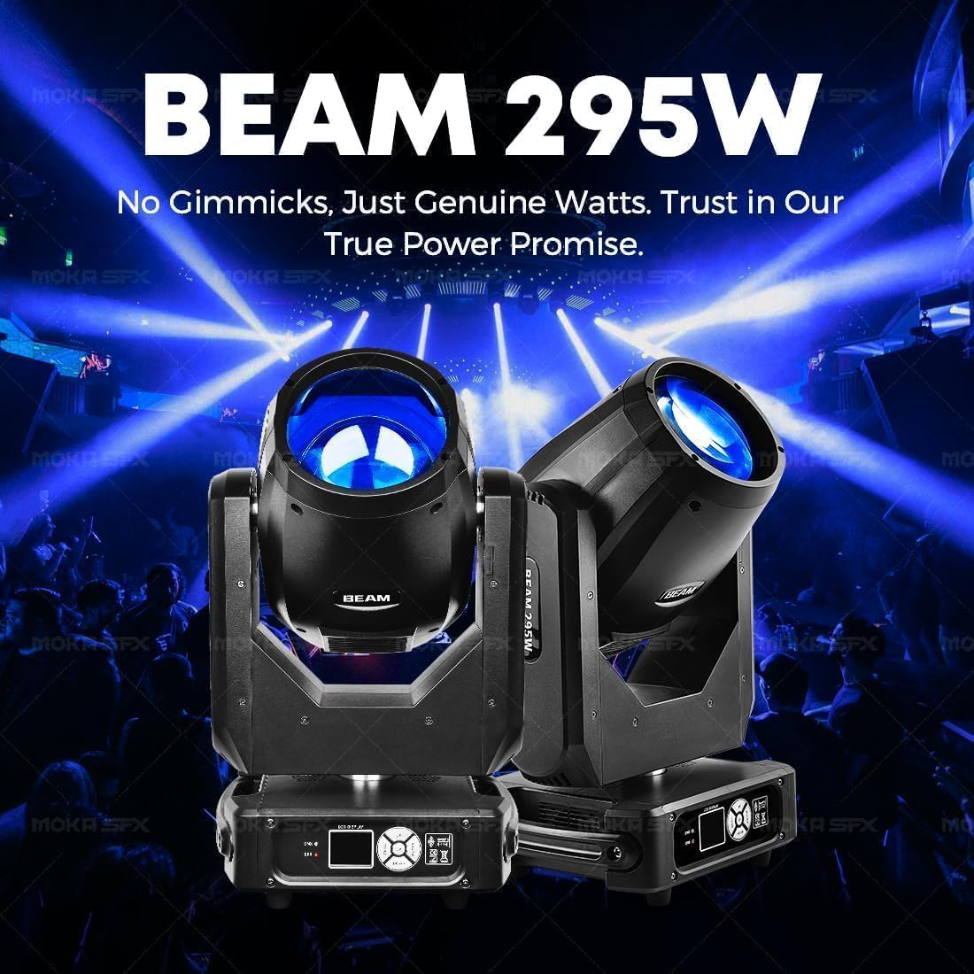 MOKA SFX 295W Beam Moving Head Light 14R DMX Stage Lighting Professional 8+16+24 Prisms with Sound Active for Wedding DJ Theaters