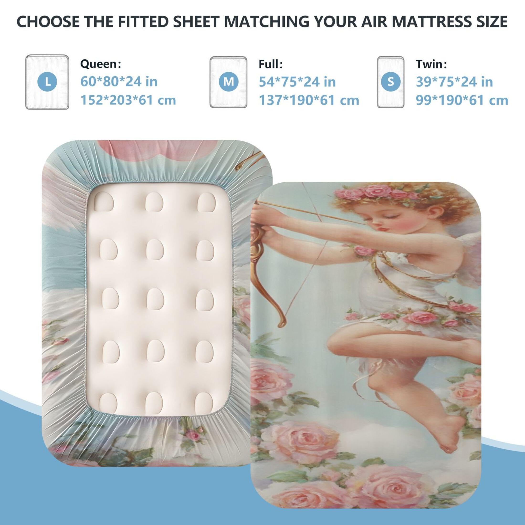 Cupido - Sábana bajera ajustable individual para colchón de aire, bolsillo extra profundo de 24 pulgadas, funda suave y transpirable con apertura de válvula de cremallera para cama de aire