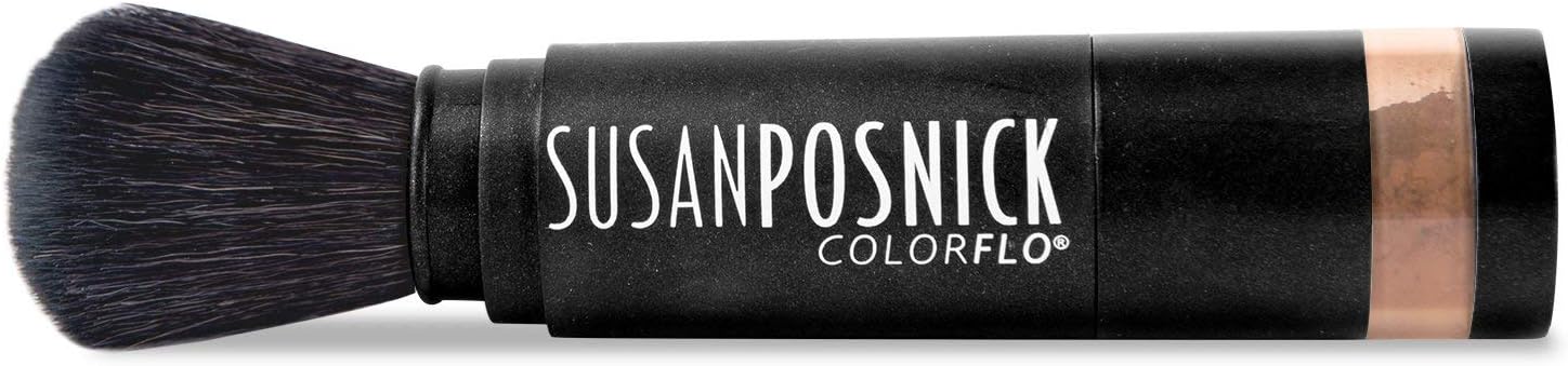 COLORFLO: Natural Makeup, Vegan, Cruelty Free, Mineral Powder Foundation & Sun Protection Brush (M12/Chestnut) Refillable - USA