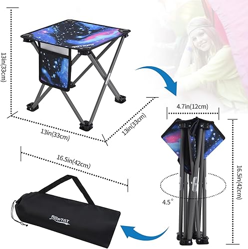 Miniatura 7 de Roptat Paquete de 2 taburetes de camping, portátil, plegable, compacto, ligero, para camping, pesca, senderismo, jardinería, caminar al aire libre,