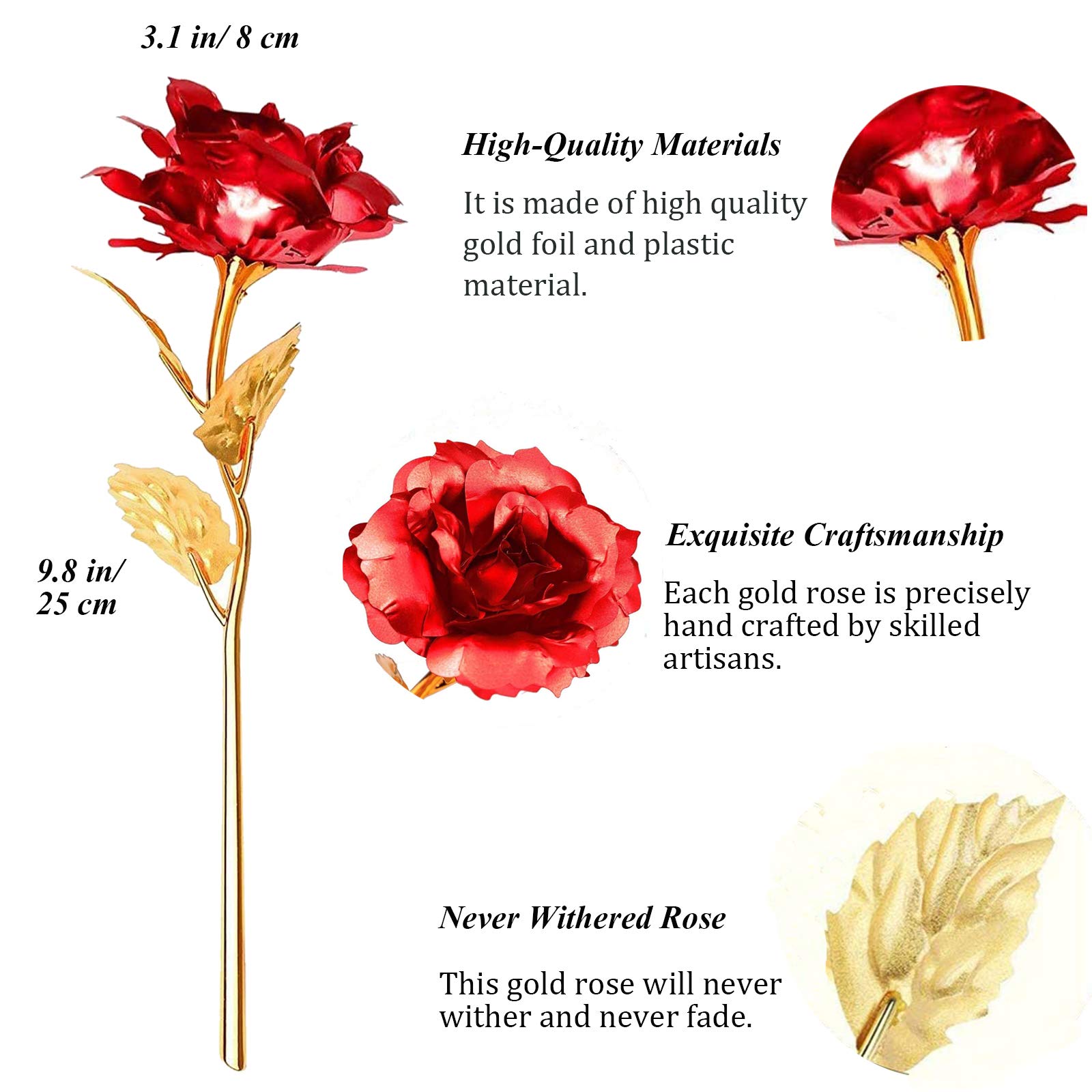 Rosa Dorata 24K Artificiale - Regalo Lussuoso Per San Valentino, Mamma