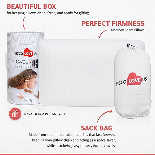 Miniatura 2 de VISCO LOVE ProComf Travel and Camping MateBebéNiñosAdolescentesAdulto Almohada de espuma viscoelástica blanco