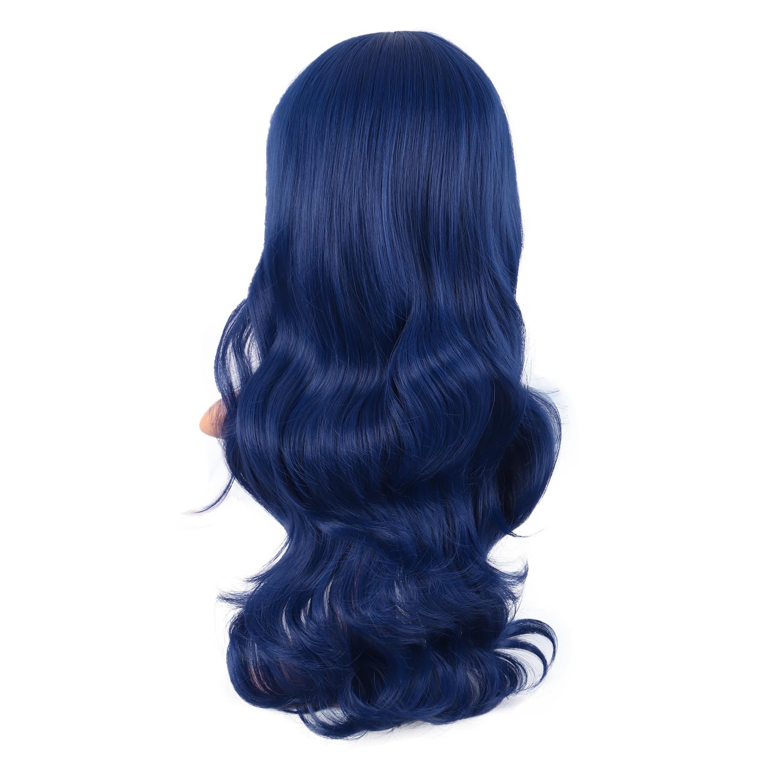 MapofBeauty 24 Inch/60 cm Charming Synthetic Long Wavy Side Bangs Women Party Anime Cosplay Wig (Mixed Blue) - Image 4