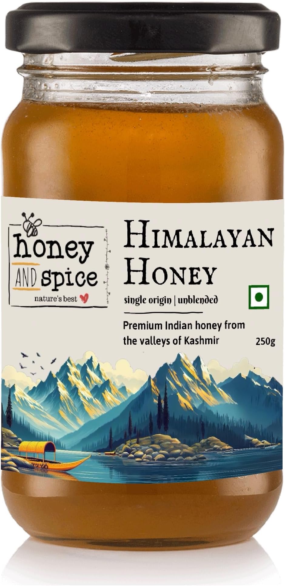 Pure Raw Honey (250g) | Single Origin honey From the bees of Kashmir Valleys With No Added Preservatives | 100% Raw and Pure | Unblended and Unpasteurized | Natural and Original | Unprocessed | No Added Sugar | FDA certified
