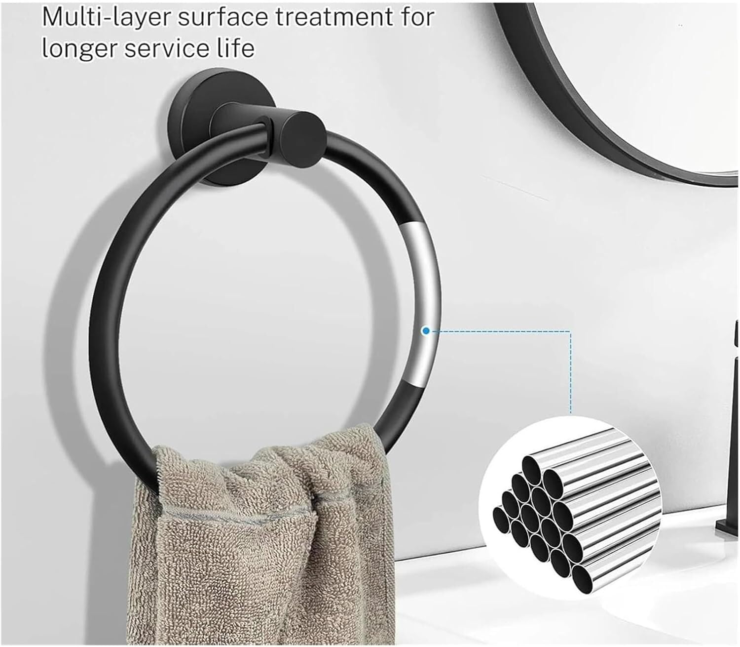 Handtuchring, Badezimmer-Handtuchhalter aus Edelstahl, modern, rund