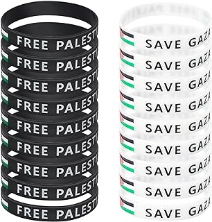 FINDAT Free Palestine Silicone Wristbands Palestine Flag Bracelet Rubber Men & Women 20 Pack