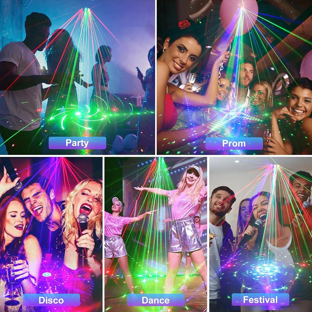 Oświetlenie Dj-Skie Na Imprezę,2 Szt. Sprzętu Oświetleniowego,Sterowanie Głosem/Lampa Błyskowa/Samojezdne,Z Pilotem,Funkcja Pamięci,Fajne Efekty Sceniczne,Do Klubu,Tańca,Baru,Na Koncert