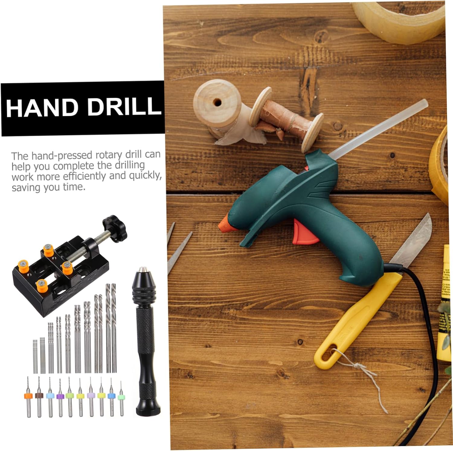 1 Set Hand Drill Twists Drill Pin Vise for Jewelry Woodworking Durable Easy to Use Tool Kit for Drilling Horns