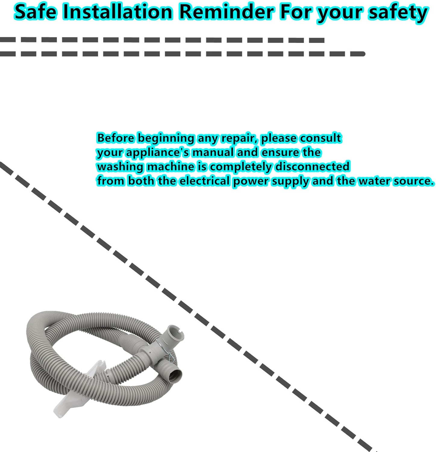 DC97-18682D DC97-18682B Washer Drain Hose Assembly Replacement for Samsung Clothes Washer Drain Hose Compatible with DC97-18682C DC97-18682E