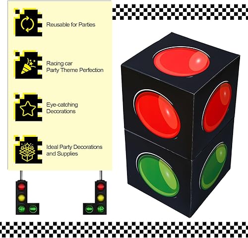 Miniatura 3 de Resurhang 6 cajas de fiesta grandes de semáforo de carreras de autos de carreras de 11.8 x 11.8 pulgadas, caja estilo semáforo, caja de estilo de