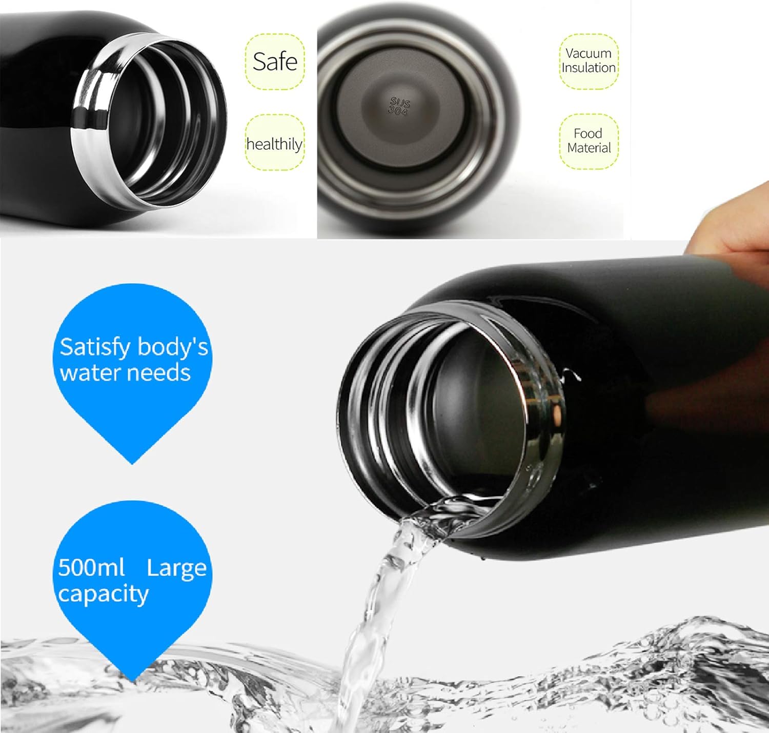 Stainless Steel Cycling Mug, Insulated Bike Water Bottle with Straw Lid & Flex Cap, BPA-Free, 18 Oz - Image 6