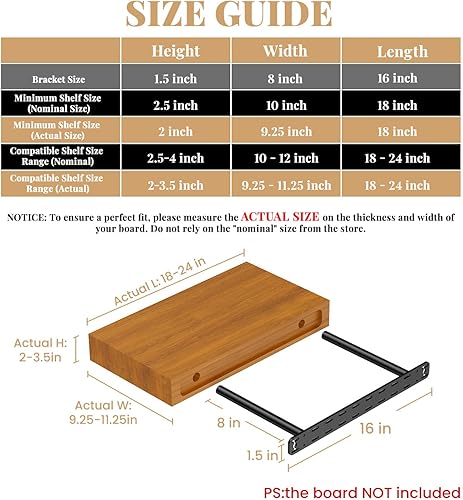 Miniatura 2 de 2 soportes flotantes de metal ocultos resistentes para estantes, estantes invisibles sin plantilla (16 x 8 x 1.5 pulgadas sin herramientas)