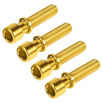 Titanium M7 32mm 1.0mm Pitch Allen Hex Socket Head Bolt Screw with Washer Pack of 4 Gold