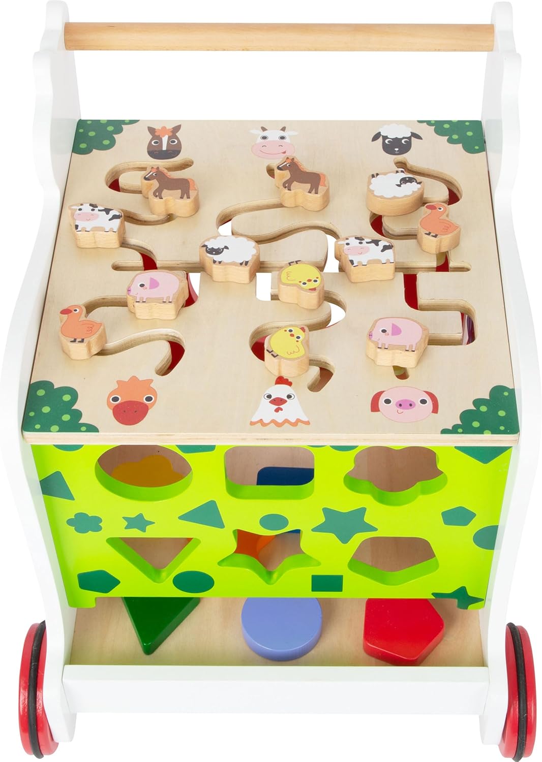 Top activity panel with animal figures in a maze