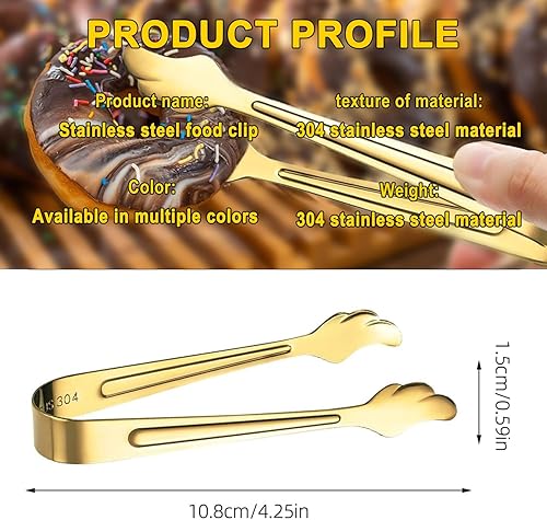 Miniatura 2 de SOOHAO 12 pinzas pequeñas para servir para azúcar, de acero inoxidable, para aperitivos, con forma de ala de ángel, para té, cafetería, bar, cocina
