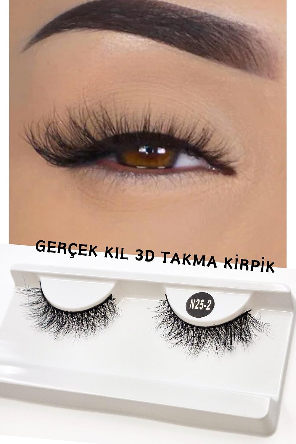 ruby face Doğal Görünümlü Gerçek Kıl Tam Boy İpek Takma Kirpik (1 Çift) - Mink Eyelash No: N25-2