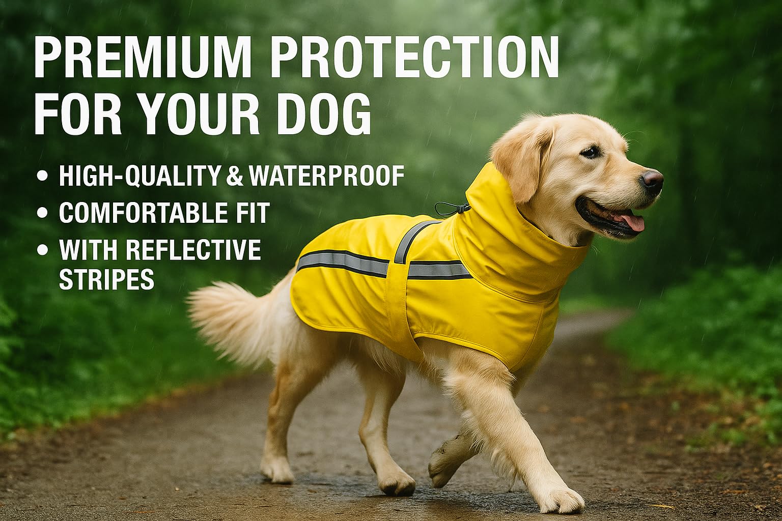 imperméable Chien - Ciro Jaune - Taille A:65cm B:62cm C:75-83cm - Polyester - Bandes réfléchissantes