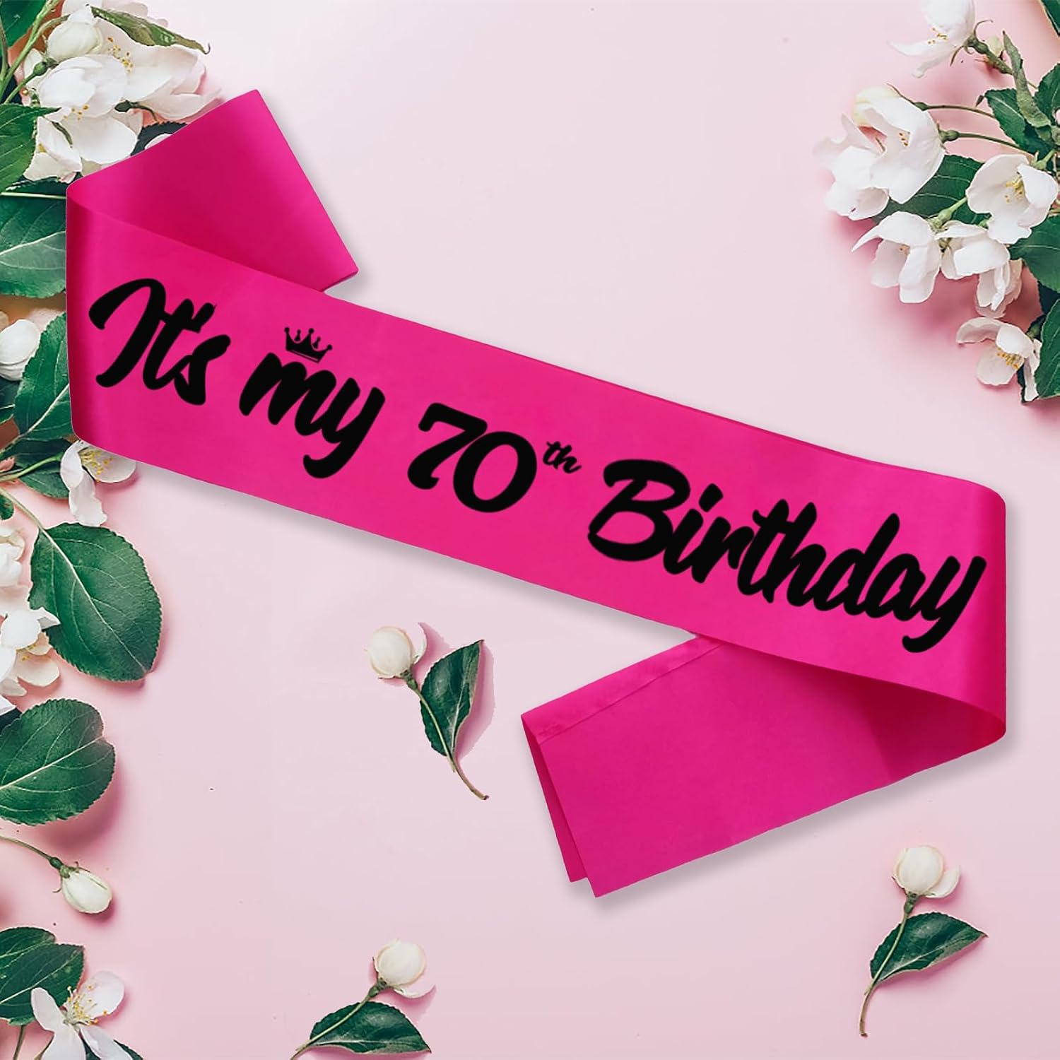 ‘It's My 70th Birthday' Sash Hot Pink with Foil Black Letters-1 Count-Female-Fits All Women,Perfect for Women's 70th Birthday ,Party Favors Supplies