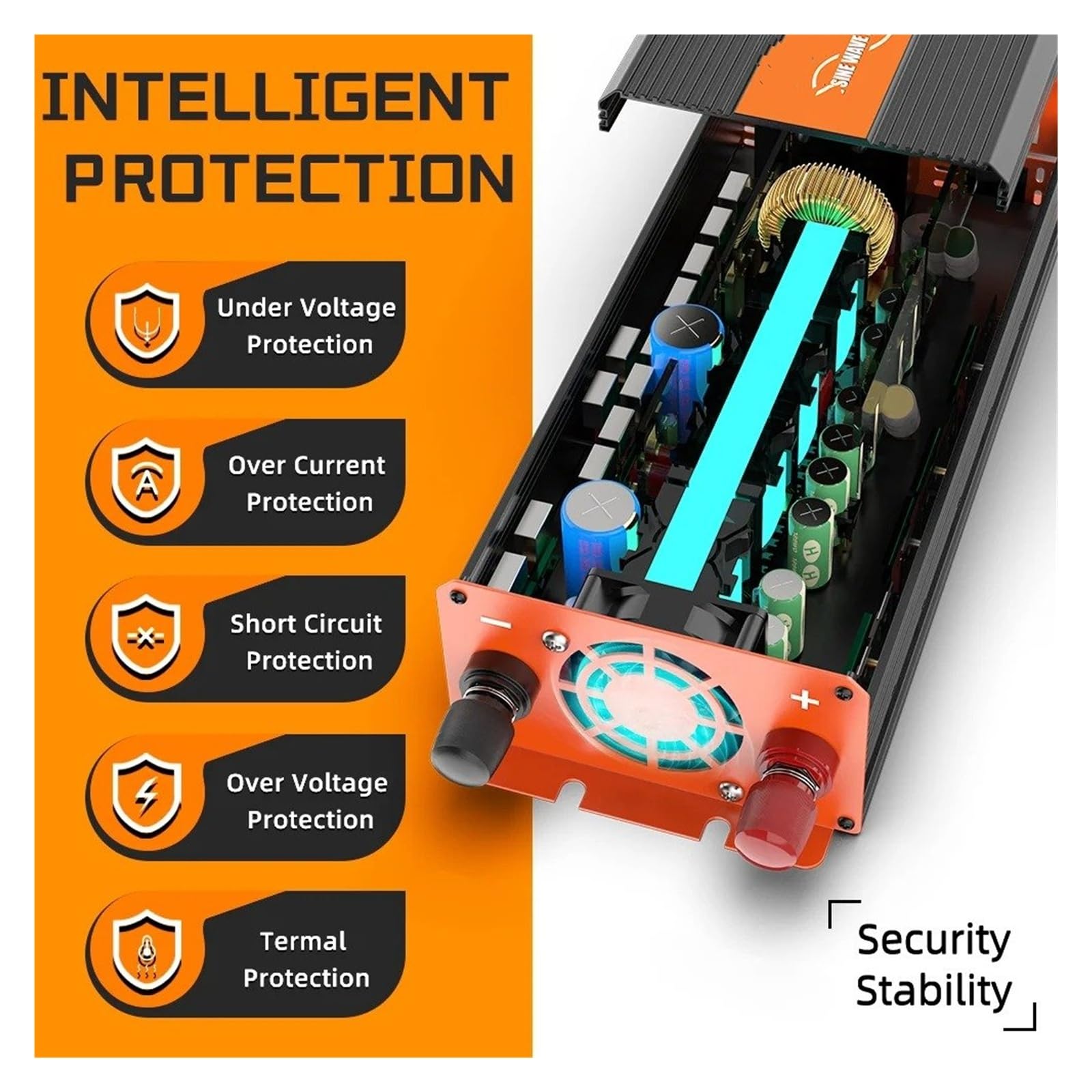 Inversor Potencia DC 12V A AC 220V 50HZ UE Inversor Onda Sinusoidal para Pura Enchufe 3500W LED Voltímetro Convertidor Transformador Convertidor