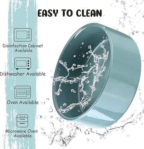 Miniatura 6 de SPUNKYJUNKY Cuenco de cerámica inclinado en 15 para perros y gatos con soporte de madera, cuenco inclinado para comida y agua para bulldog,