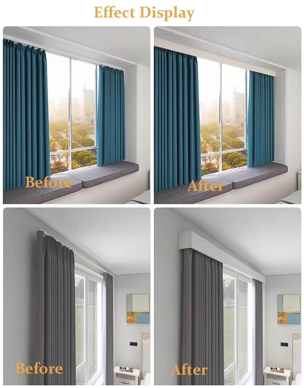 Rail de rideau blanc - Longueur personnalisable - Rail de rideau avec glissières et butée pour fenêtre, 5,2 m
