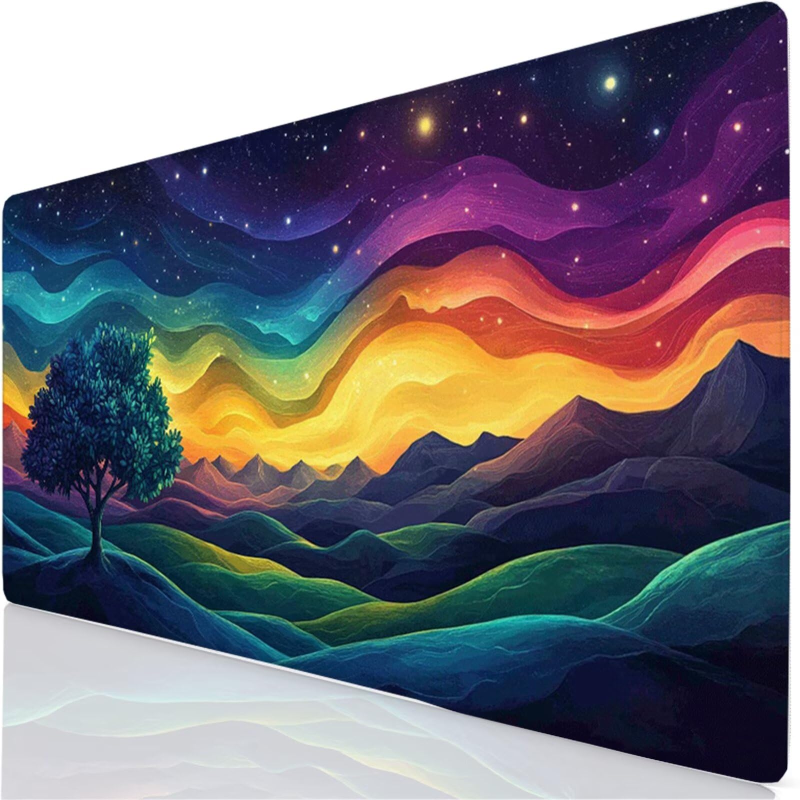 Alfombrilla Ratón XXL 1500x800x3mm Vistoso Mouse Pad Gaming XXL Protector Escritorio con Base Antideslizante, Bordes Cosidos Desk Mat Mejora la precisión y la Velocidad, Nube Mousepad para PC YG-561