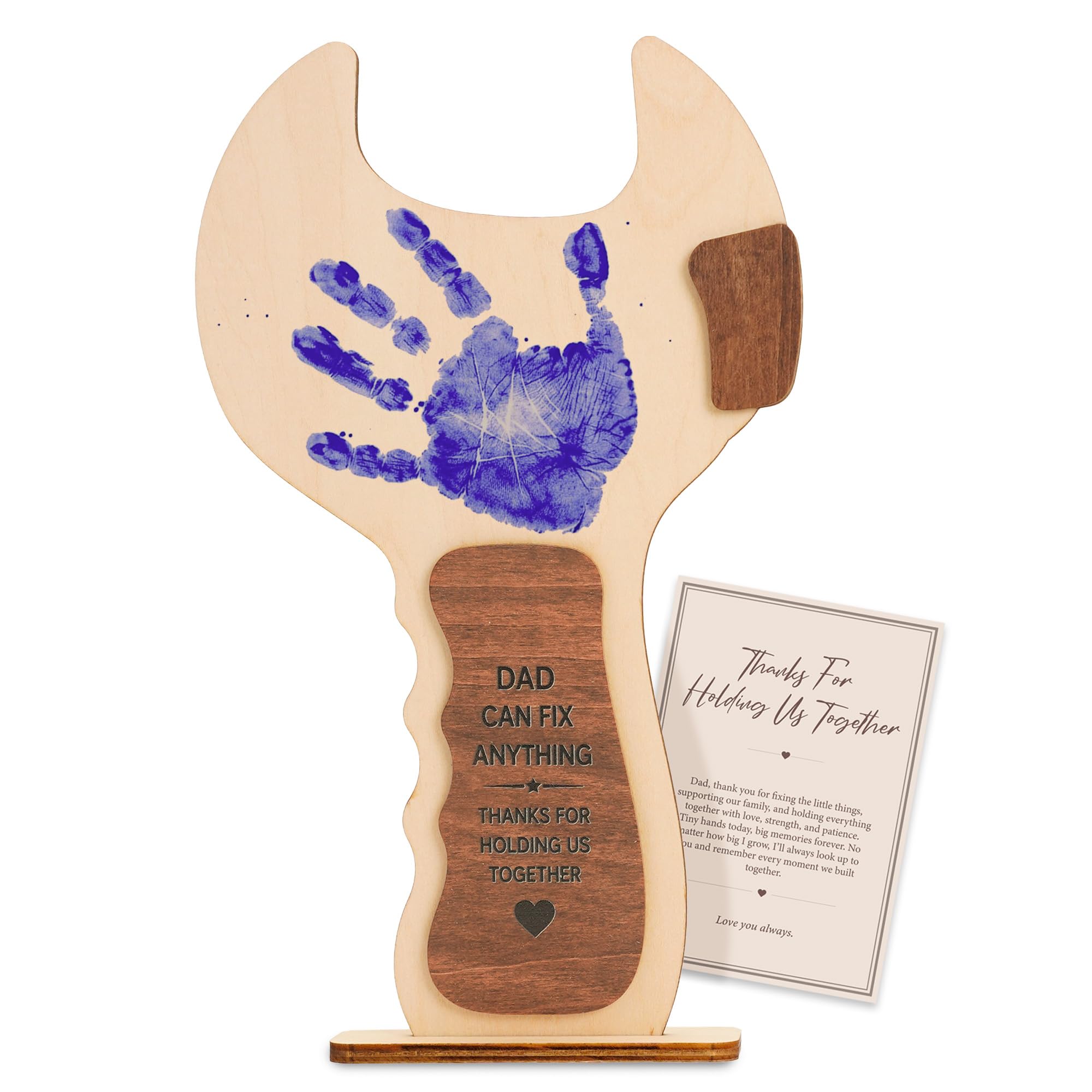 Custom Fathers Day Crafts Wrench Diy Handprint Craft Personalized Best Dad Ever Handprint Craft Kit 2026, Family Handprint Keepsake Custom for First/New Dad Present from Kids Daughter Son