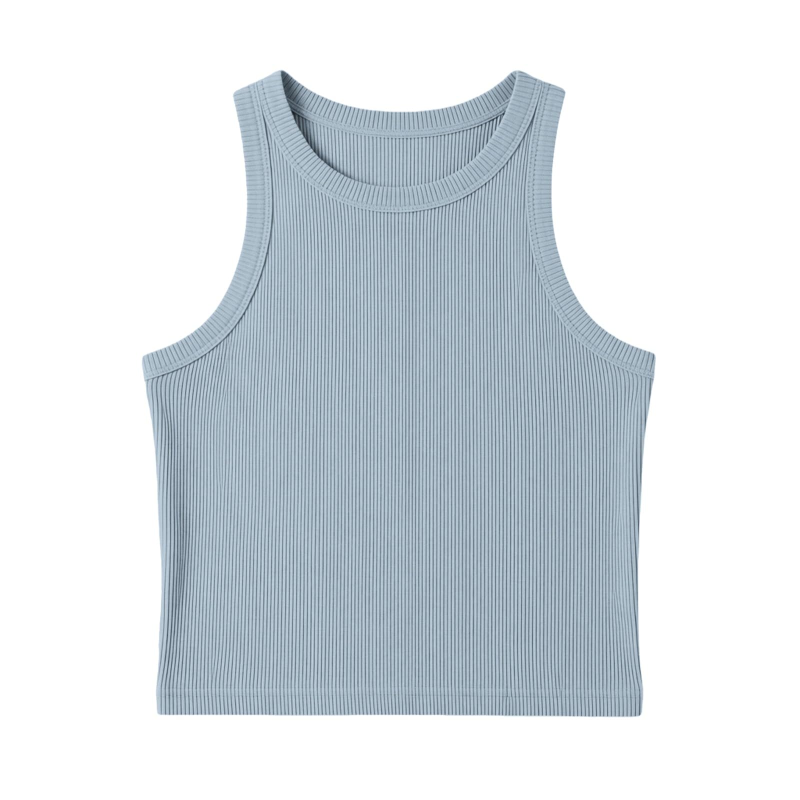 Canotte a coste per ragazze Canotte per bambini Gilet ritagliate Top Estate Girocollo Tinta unita T-shirt Senza maniche Balletto Ginnastica Abbigliamento da ballo