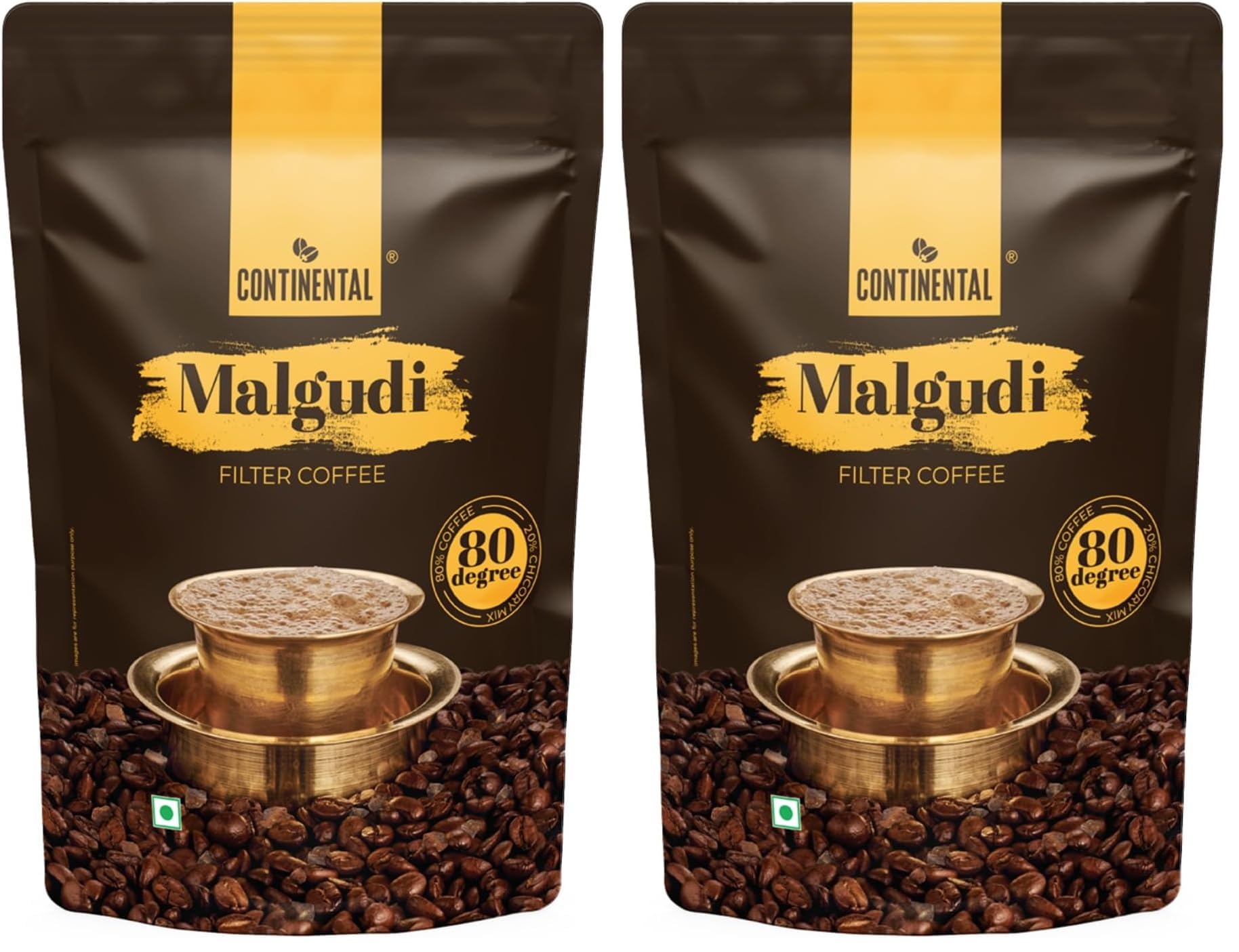 Continental Malgudi Filter Coffee Powder | 200g Pouch | 80% Coffee - 20% Chicory | Traditional South Indian | Smooth Flavour | Locks Real Aroma | Roast & Ground (Pack of 2)-image-36