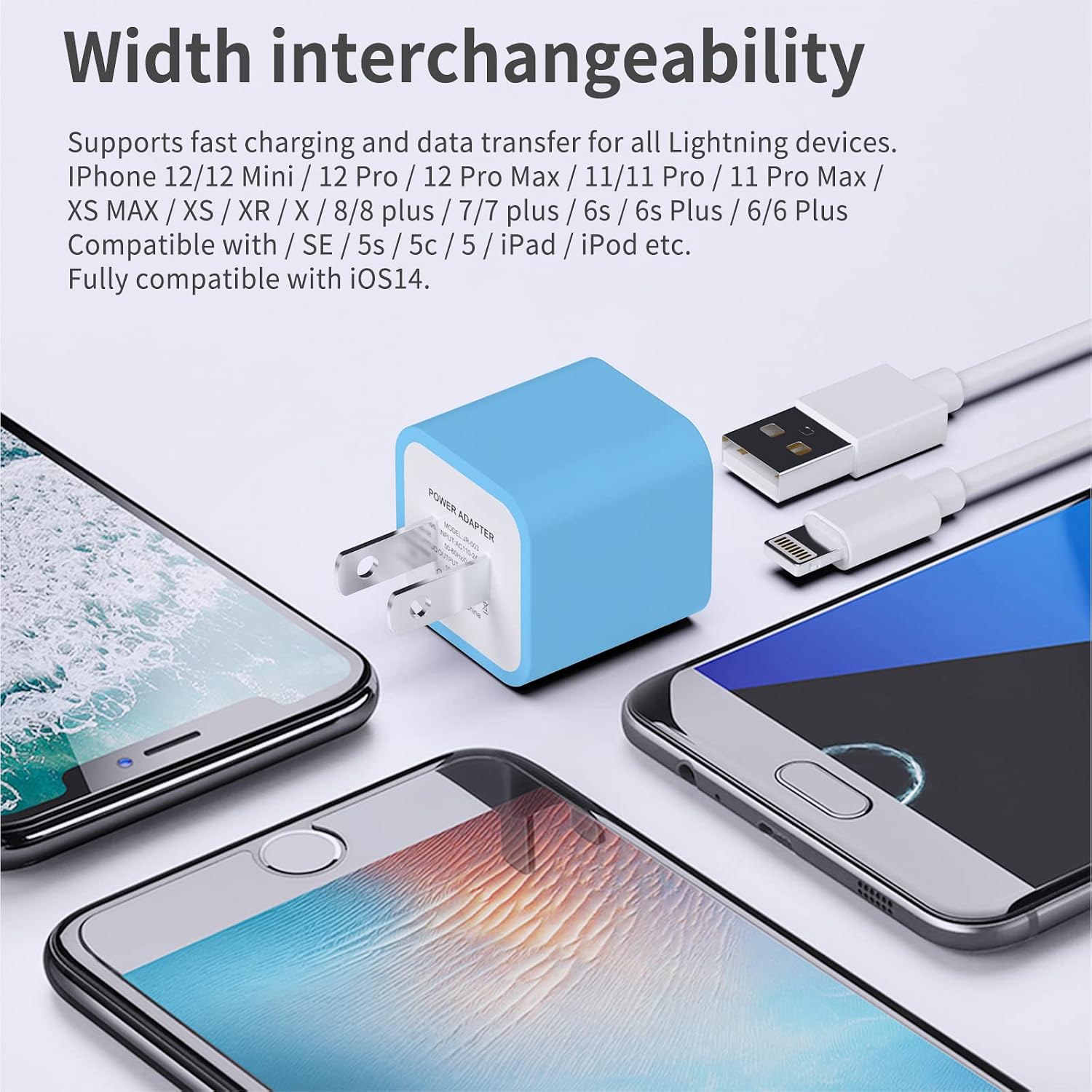 plmuzsz iPhone Charger Cable, 3Pack (Apple MFi Certified) Data Sync Charging Cords with 3Pack USB Wall Charger Travel Plug Adapter Compatible iPhone 12 Pro/11 Pro/Xs/XR/X/8/8Plus and More-Blue