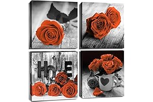 Orange Wall Decor for Living Room - Burnt Orange Floral Wall Decor,...