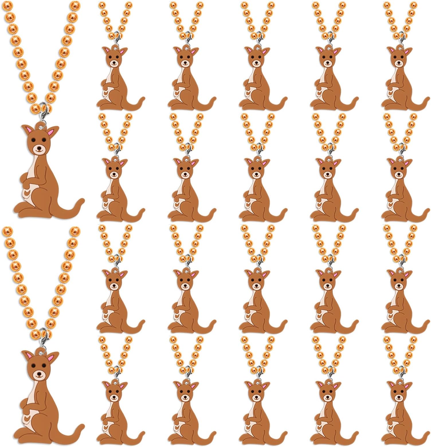 KeeStar 24 Pack Kangaroo Necklace Party Favors for Woodland Animal Themed Baby Shower, Birthday Party Goodie Bag Fillers, School Carnival Rewards, Photography Props, Home Decorations, Classroom Prize