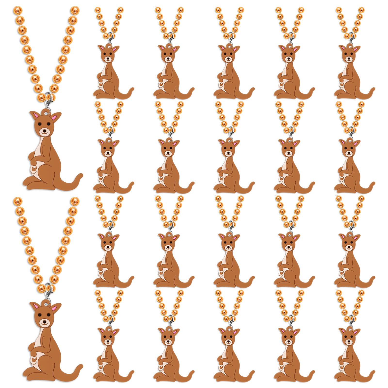 KeeStarKeeStar 24 Pack Kangaroo Necklace Party Favors for Woodland Animal Themed Baby Shower, Birthday Party Goodie Bag Fillers, School Carnival Rewards, Photography Props, Home Decorations, Classroom Prize