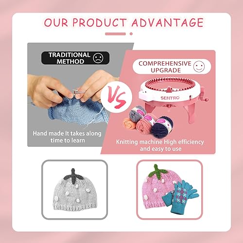 Miniatura 4 de YIMORIA SENTRO - Máquina de tejer de 48 agujas con contador de filas, máquinas de tejer inteligentes rotativas para adultos y niños, calcetines de