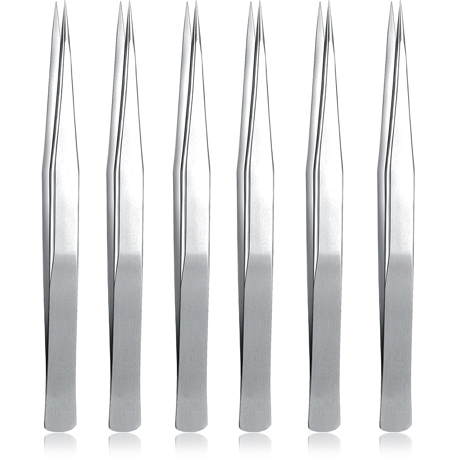 6 Pieces High Precision Tweezers Craft Tweezers NonSerrated Jewelry