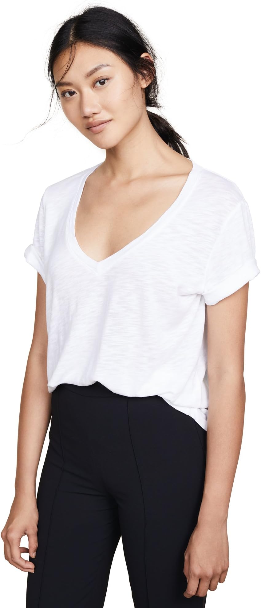 Women's Cotton Modal Slub V Tee