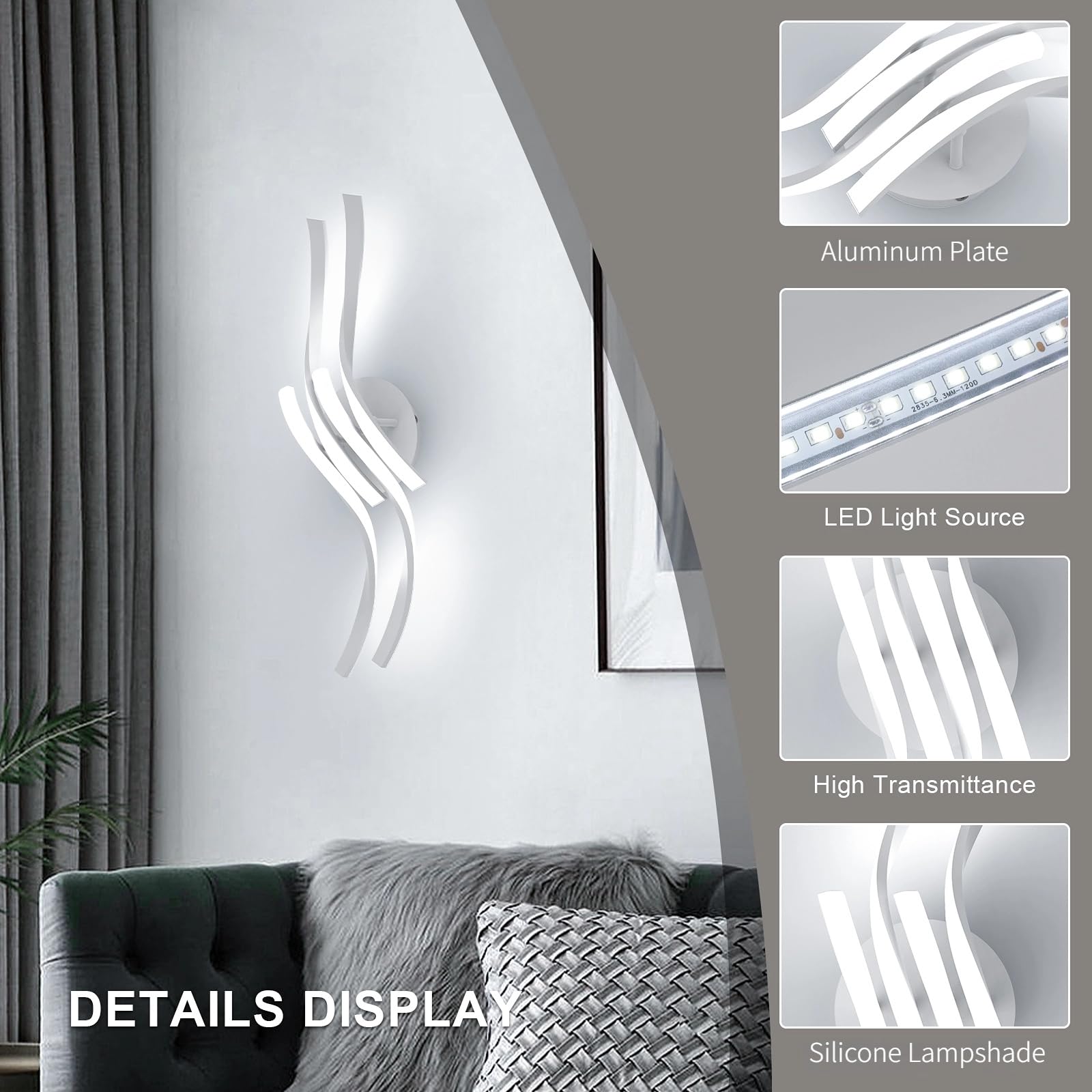 Comely Nowoczesny Plafon LED, 32W 3600LM 60cm Lampa Sufitowa, Biała Aluminiowa Oprawa Sufitowa Do Sypialni, Salonu, Korytarza, Zimna Biała Biel 6500K
