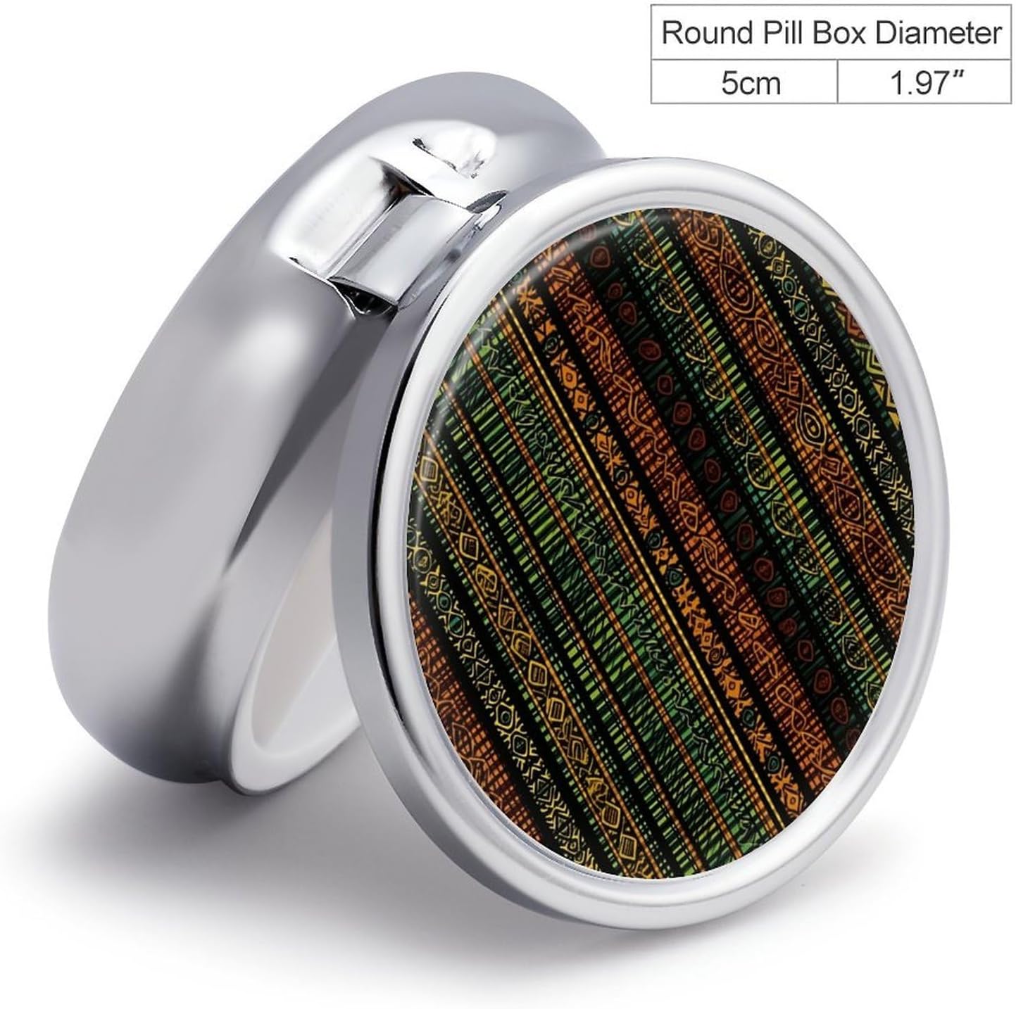Round Silver Pill Box Small Pill Case for Purse and Pocket 3 Compartment image 2