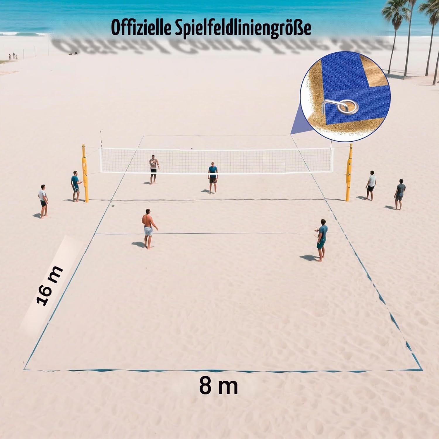Linee 2 in 1 per beach volley, marcatura del campo da gioco con linea centrale, linee di campo da pallavolo portatile da fissare per spiaggia sabbiosa e prato, pallavolo, linee di spazio per sport