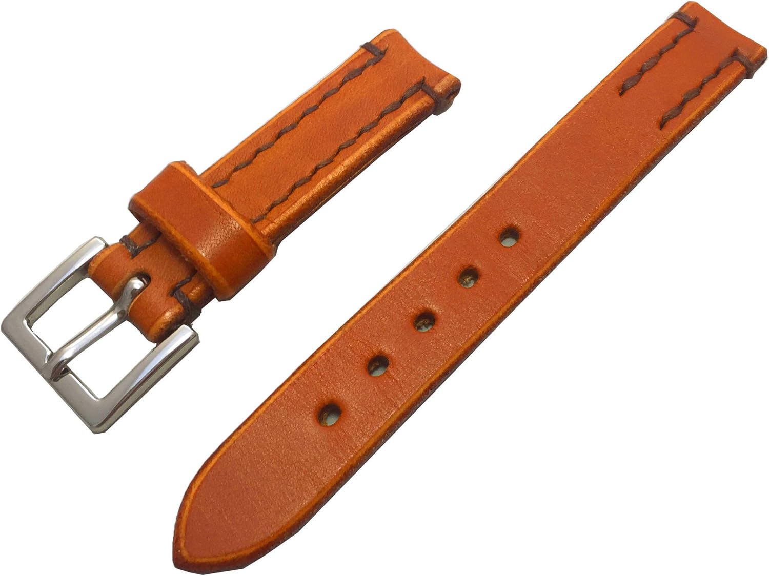 Amazon.co.jp: [SOMES] ブライドルレザーバンド 18mm幅 馬具職人手縫の