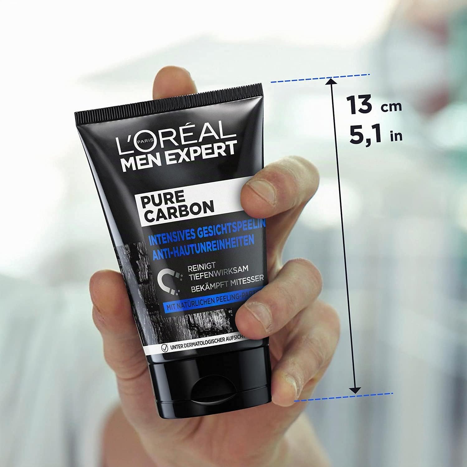 L'Oréal Paris Men Expert peeling pour le visage, peau impure, nettoyage du visage pour homme, peeling visage au carbone pur anti-imperfections, 1 x 100 ml