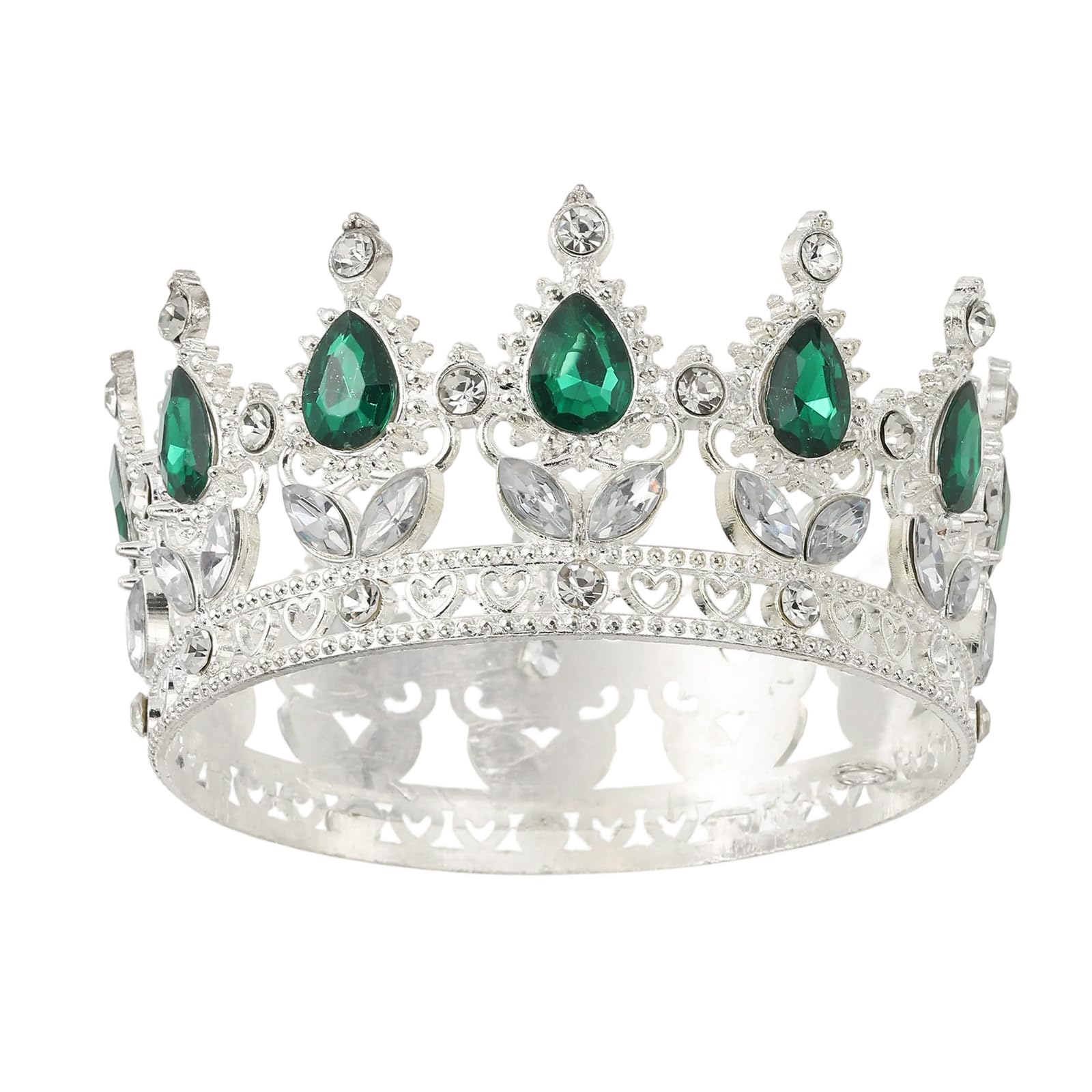 Muiltvoe Mini Crown Cake Toppers, Alloy Queen Princess Little Crown Tiara Cupcake Heart Shaped with Crystal for Birthday Cake Decor Wedding Party