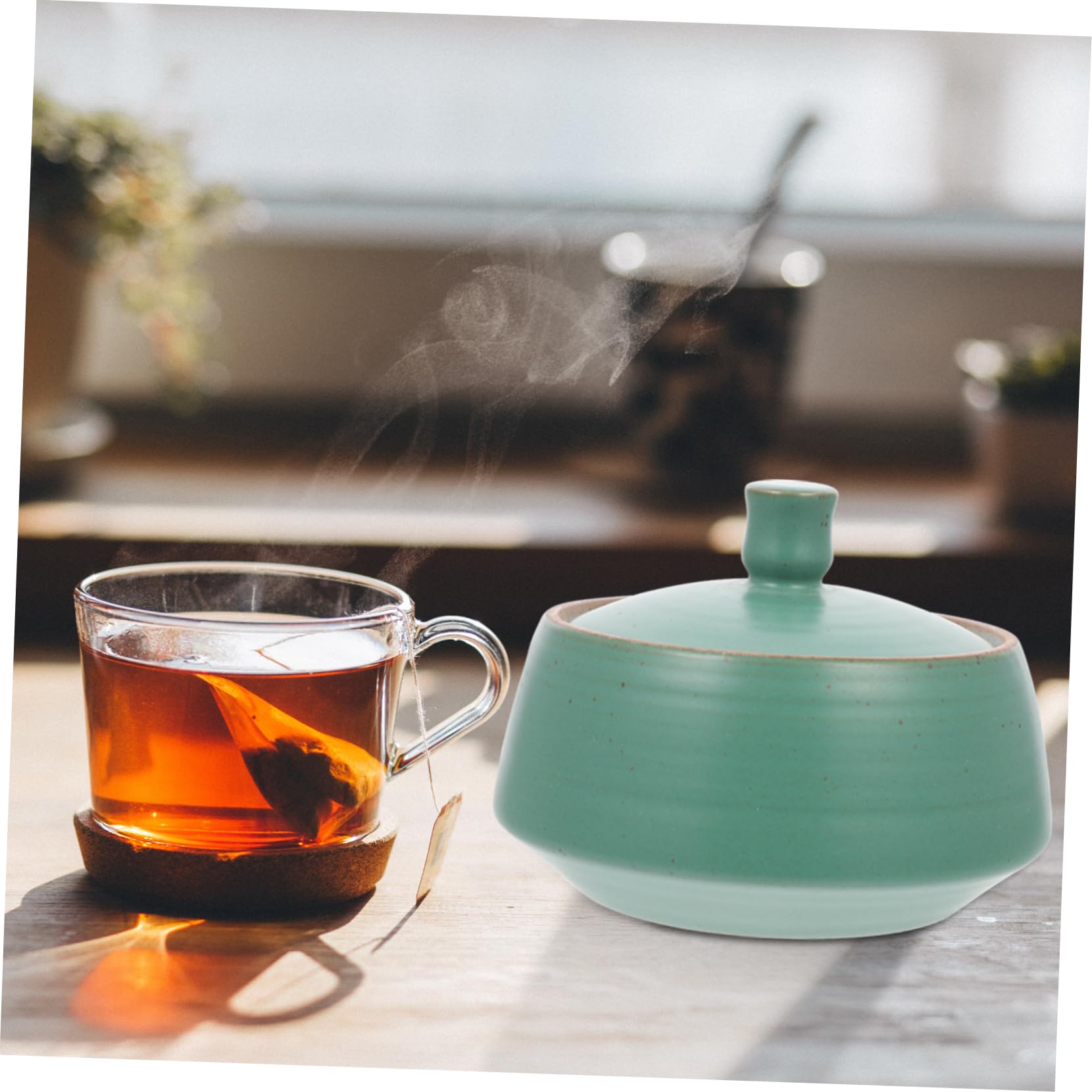 Barattolo Cucina in Ceramica Vintage con Coperchio Ermetico Verde