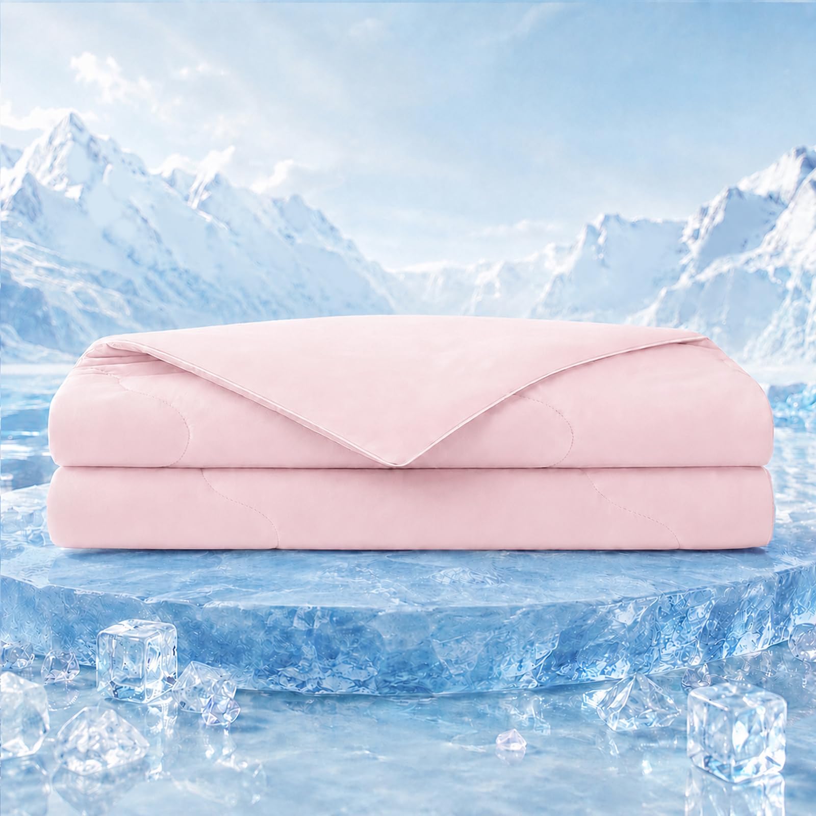 Coperta Rinfrescante 150x200 cm, Q-Max >0,4 Coperta Refrigerante Letto, Copriletto Estivo Singolo Double Face, Leggera Traspirante Anallergica, Coperta Estiva Matrimoniale (Rosa)