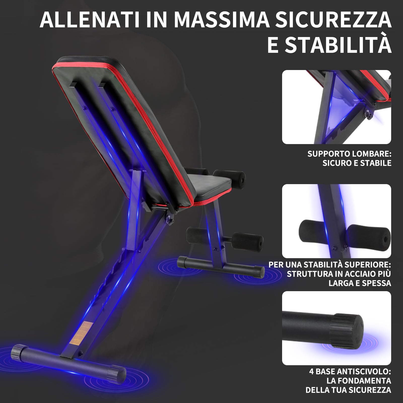 ISE Panca Multifunzione Palestra Casa, Panca Regolabile Panca Pesi Pieghevole Inclinata Fitness per Addominali Allenamento a Casa