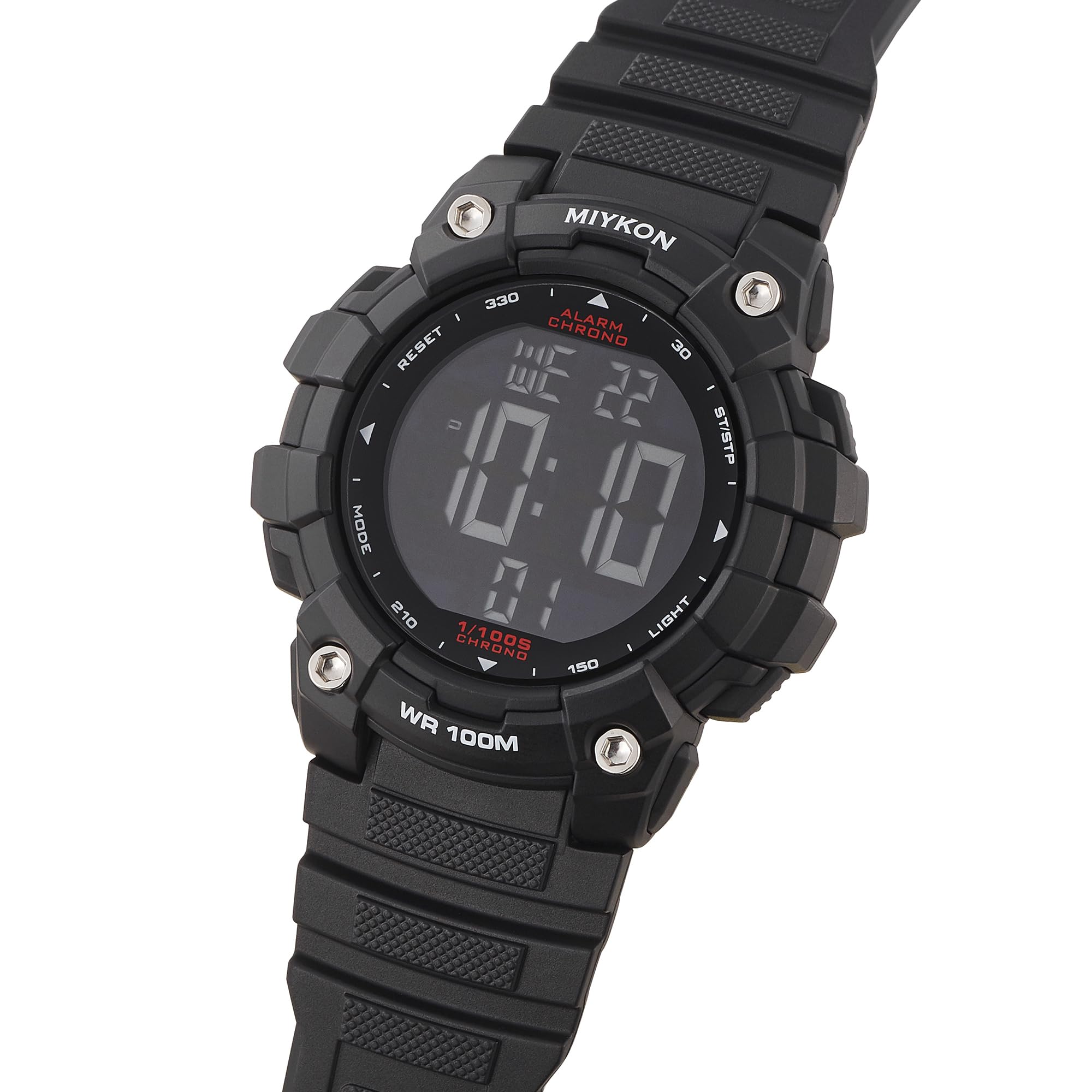 Miykon Montre militaire pour homme – Montre tactique à grand écran construite avec de la résine résistante aux chocs, étanche à 100 m, super illuminateur, chronomètre, alarme, double heure, heure