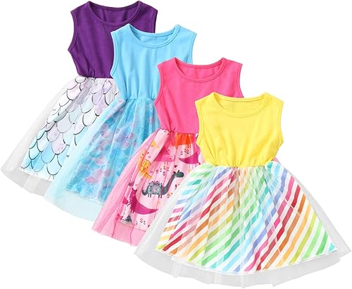 Miniatura 6 de Vestido de tul para bebés y niñas pequeñas princesa sin mangas para fiestas de retazos vestido de dinosaurio de tul rosa 2-3 años
