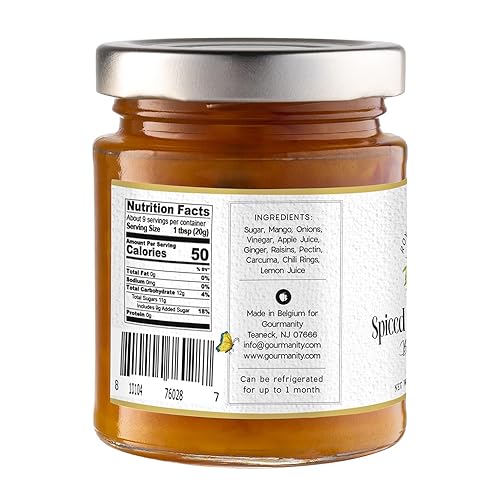 Miniatura 4 de Gourmanity Chutney de mango especiado, moderadamente picante y picante, combina con galletas y queso o en tu salsa favorita, todo natural, sin OMG,
