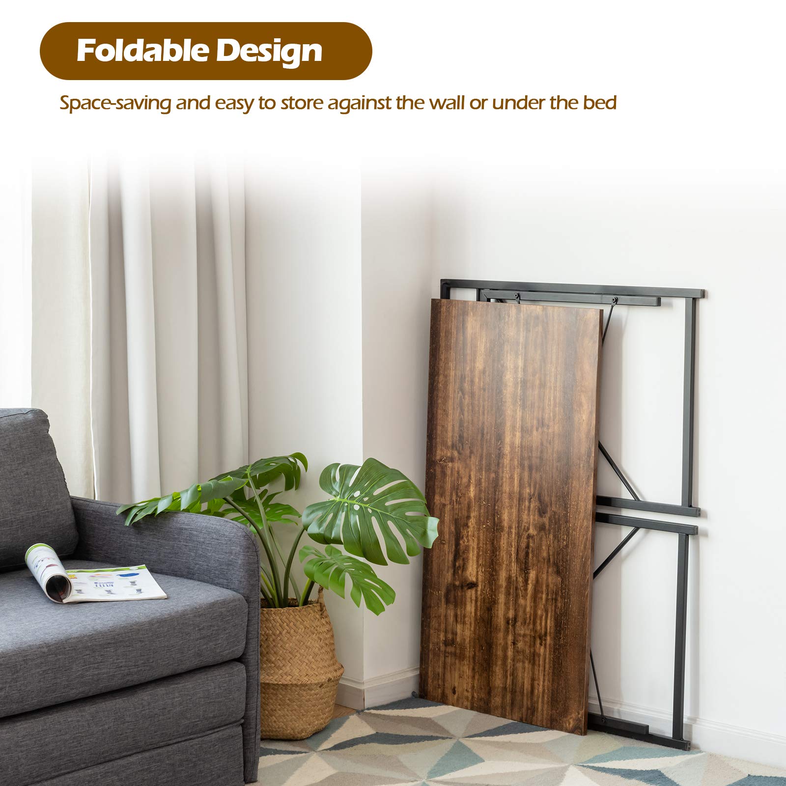 Klappbarer Schreibtisch Aus Metall – 100x50 Cm, Mit 6 Haken & Bis 115 Kg Belastbar, Ideal Für Homeoffice